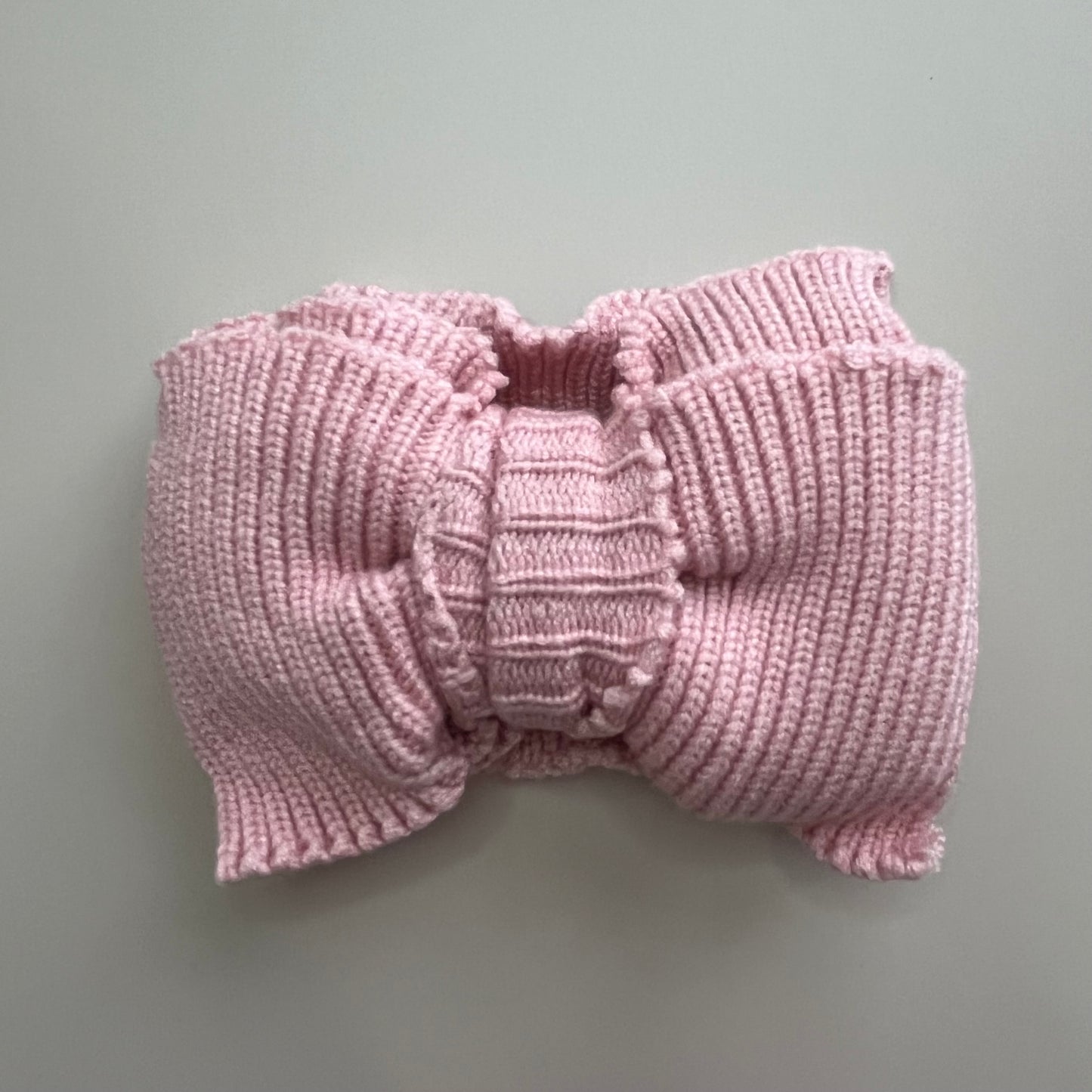 Haarband mit Schleife aus Rippstrick | Rosa
