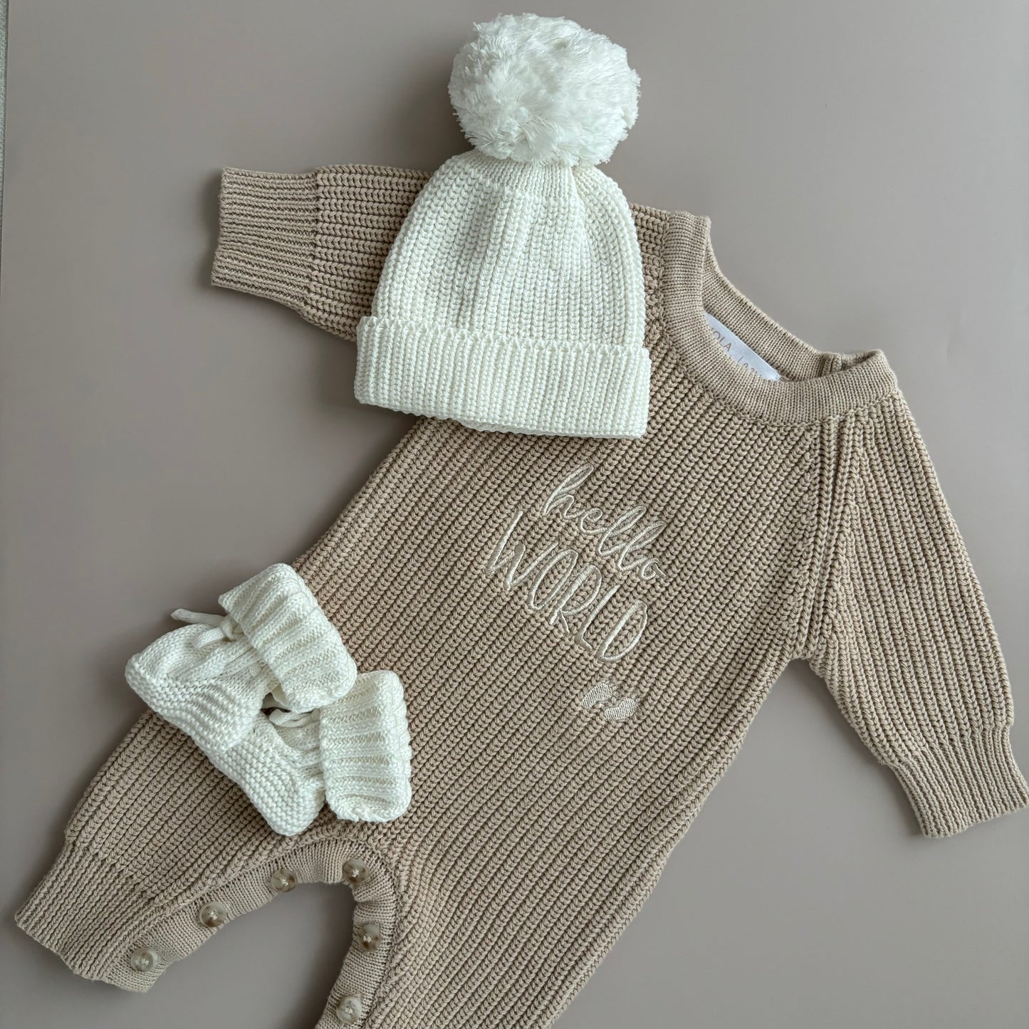 Langer Strick-Strampler | Beige