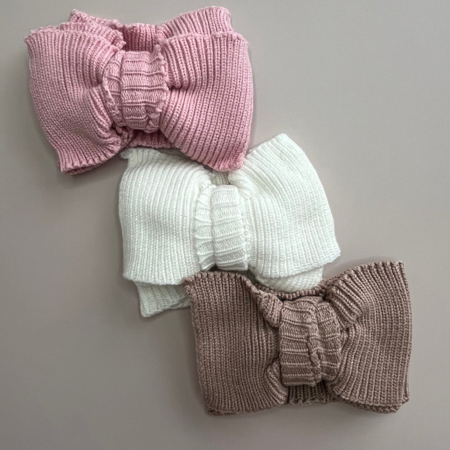 Haarband mit Schleife aus Rippstrick | Rosa