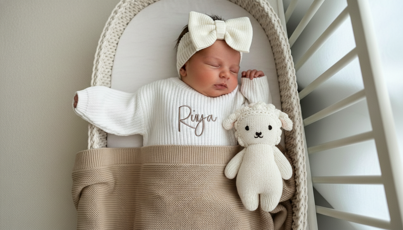 Baby Pullover personalisiert weiß 