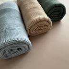 Baby-Strickdecke mit Bordüre | Beige