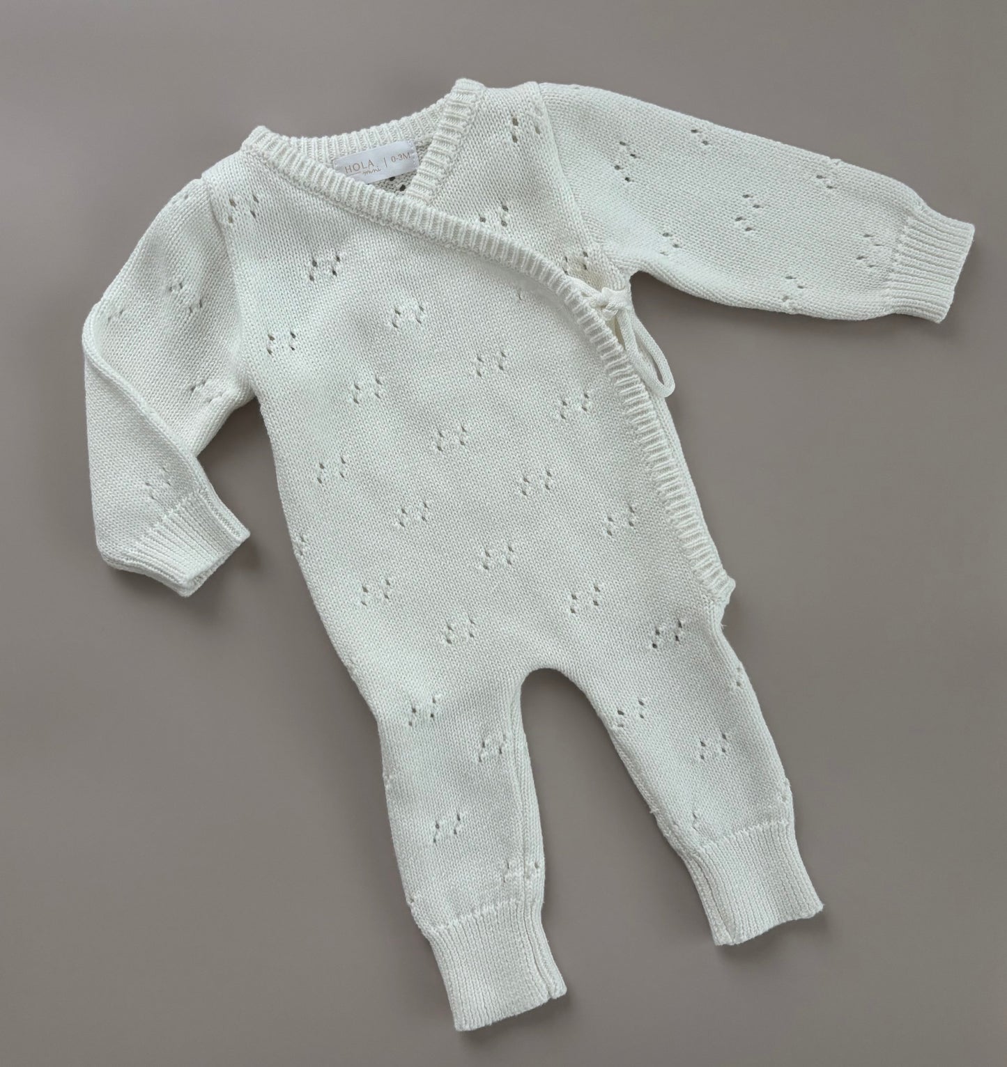 Kimono-Overall mit Pointellemuster | Weiß