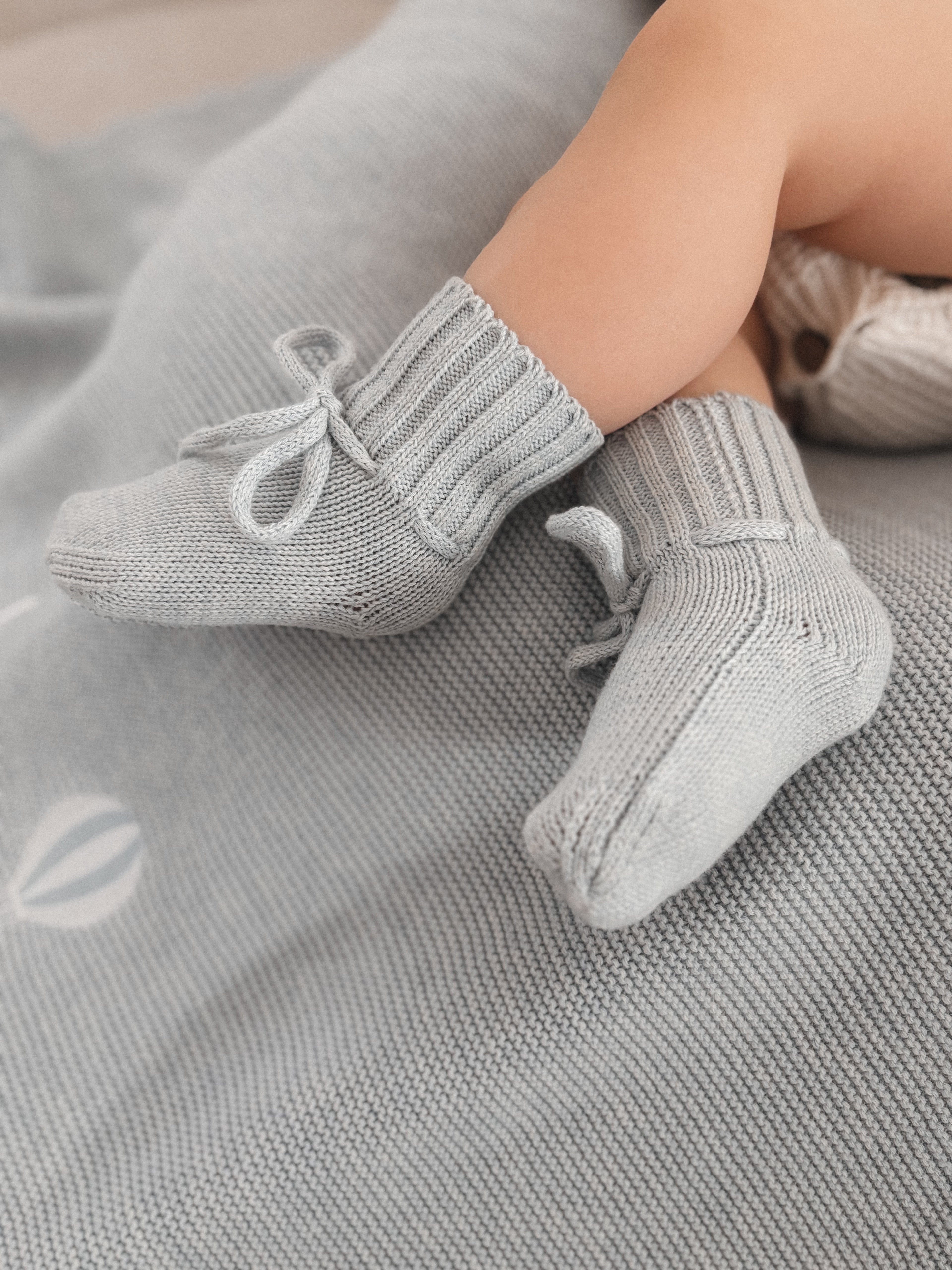 Strickschühchen | Puderblau