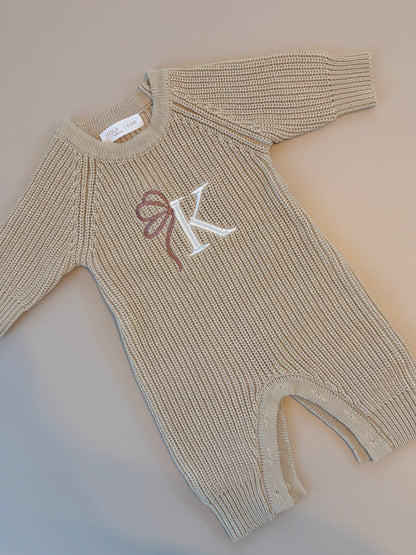 Langer Strick-Strampler | Beige