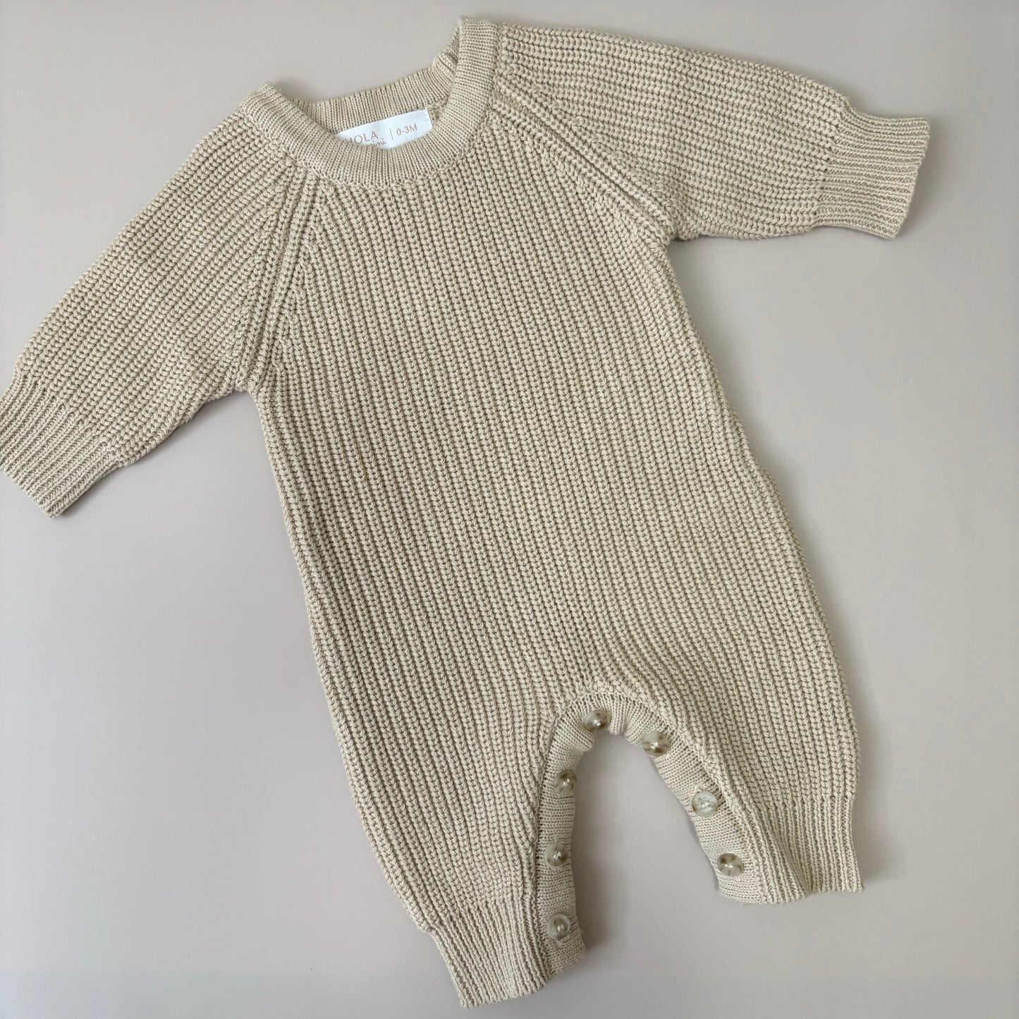 Langer Strick-Strampler | Beige
