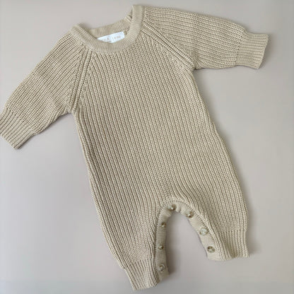 Langer Strick-Strampler | Beige
