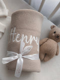 Baby-Strickdecke mit Bordüre | Beige
