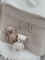 Baby-Strickdecke mit Bordüre | Beige