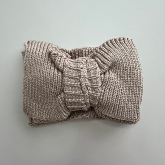 Haarband mit Schleife aus Rippstrick | Taupe