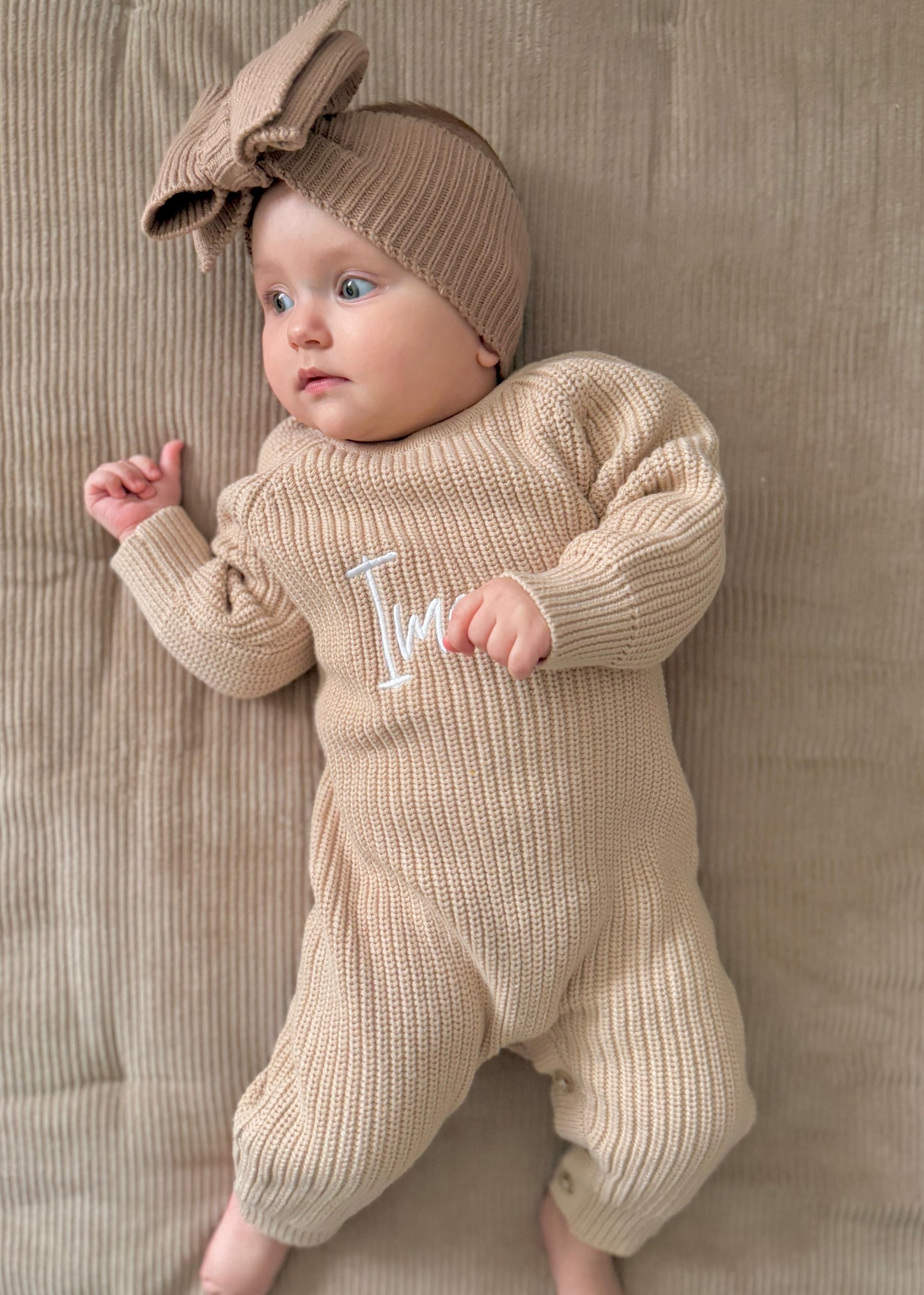 Langer Strick-Strampler | Beige