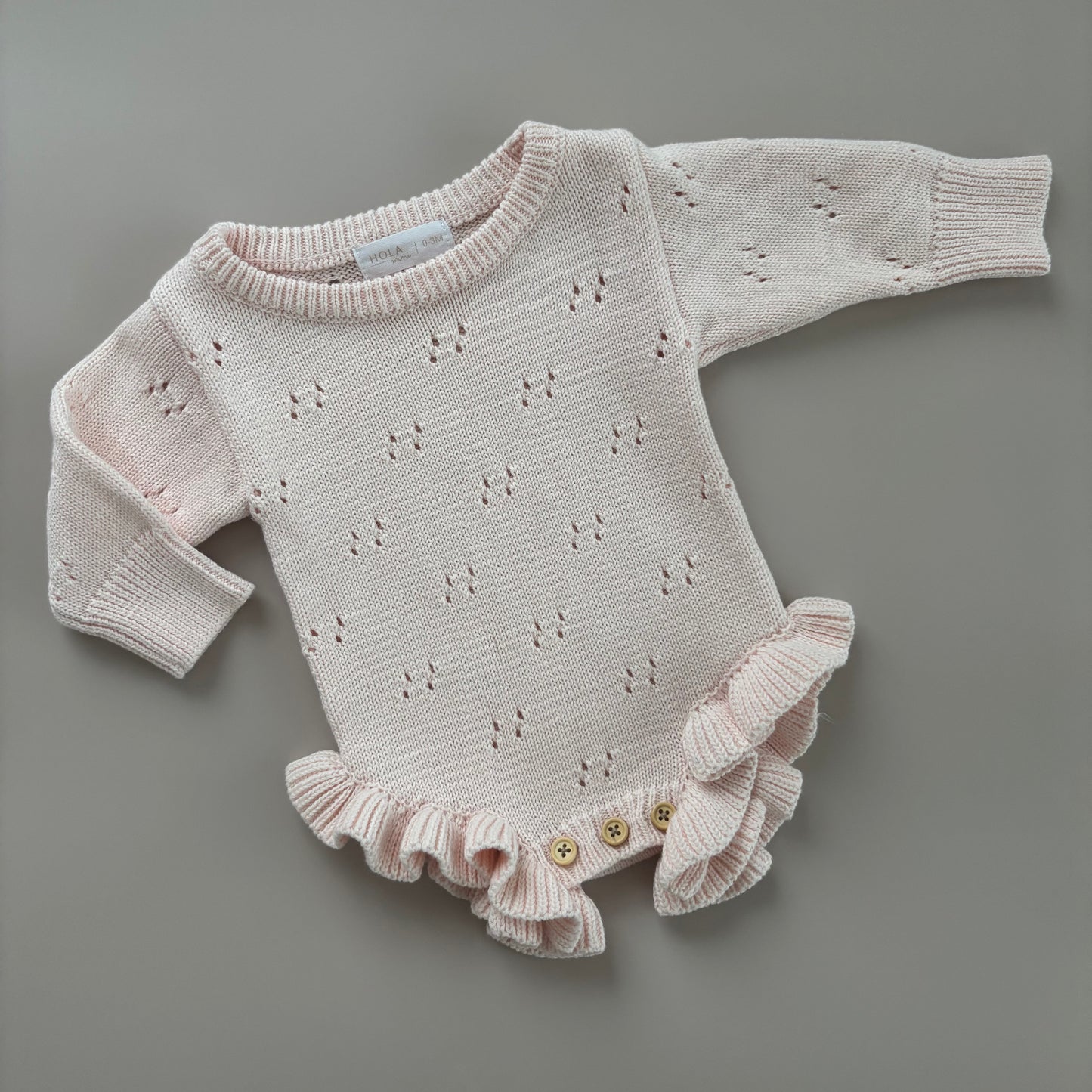 Langarm-Strampler mit Pointellemuster | Puderrosa