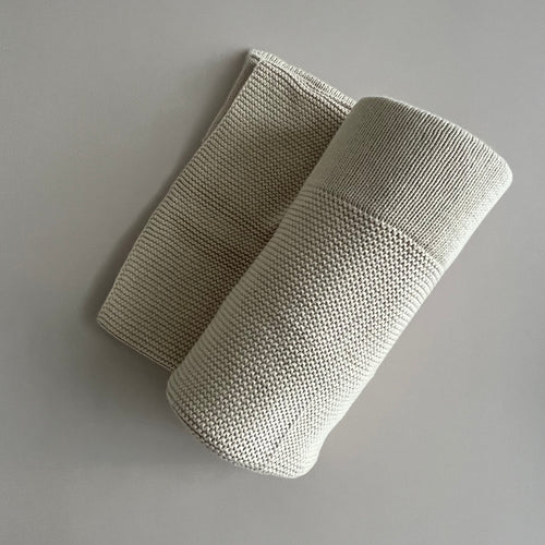 Baby-Strickdecke mit Bordüre | Beige