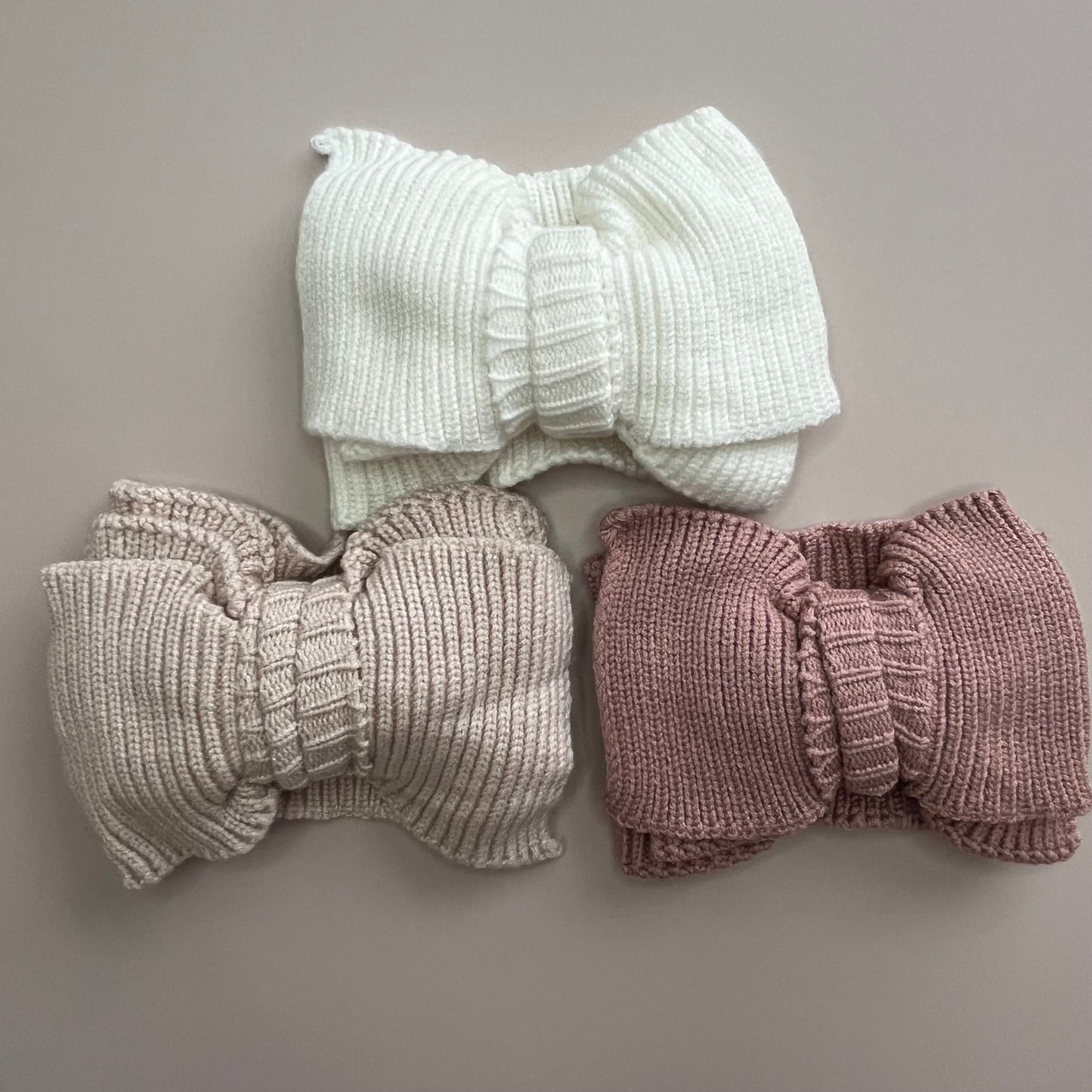 Haarband mit Schleife aus Rippstrick | Beige