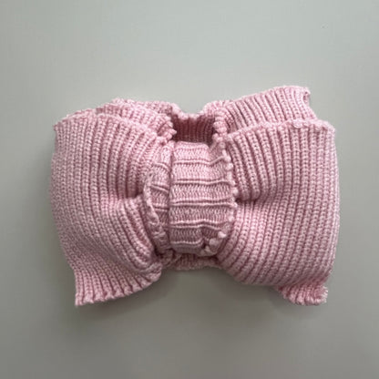 Haarband mit Schleife aus Rippstrick | Rosa