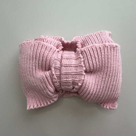 Haarband mit Schleife aus Rippstrick | Rosa