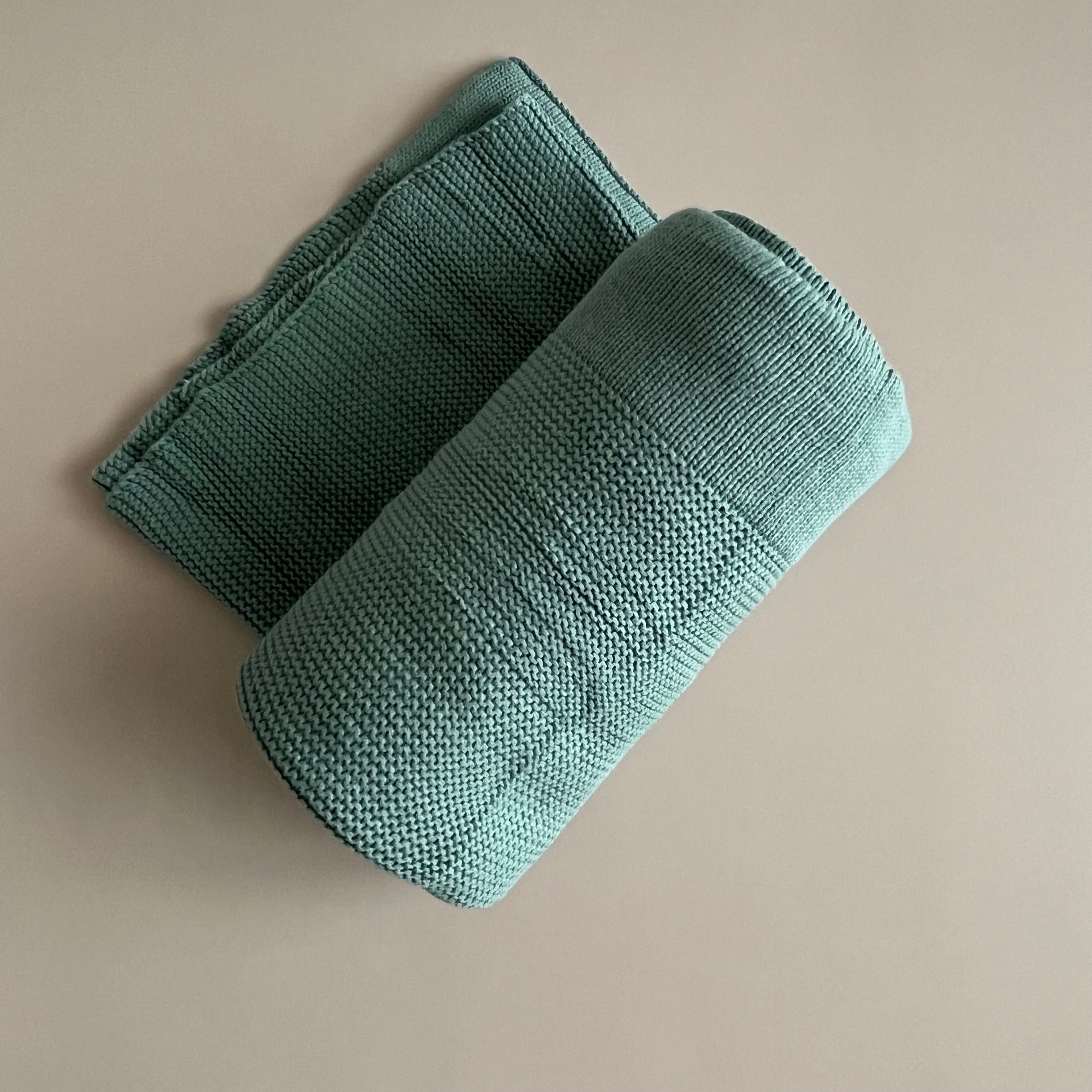 Baby-Strickdecke mit Bordüre | Türkis