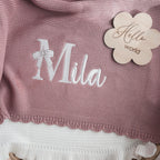 Strickdecke mit Muschelrand | Dusty Rose