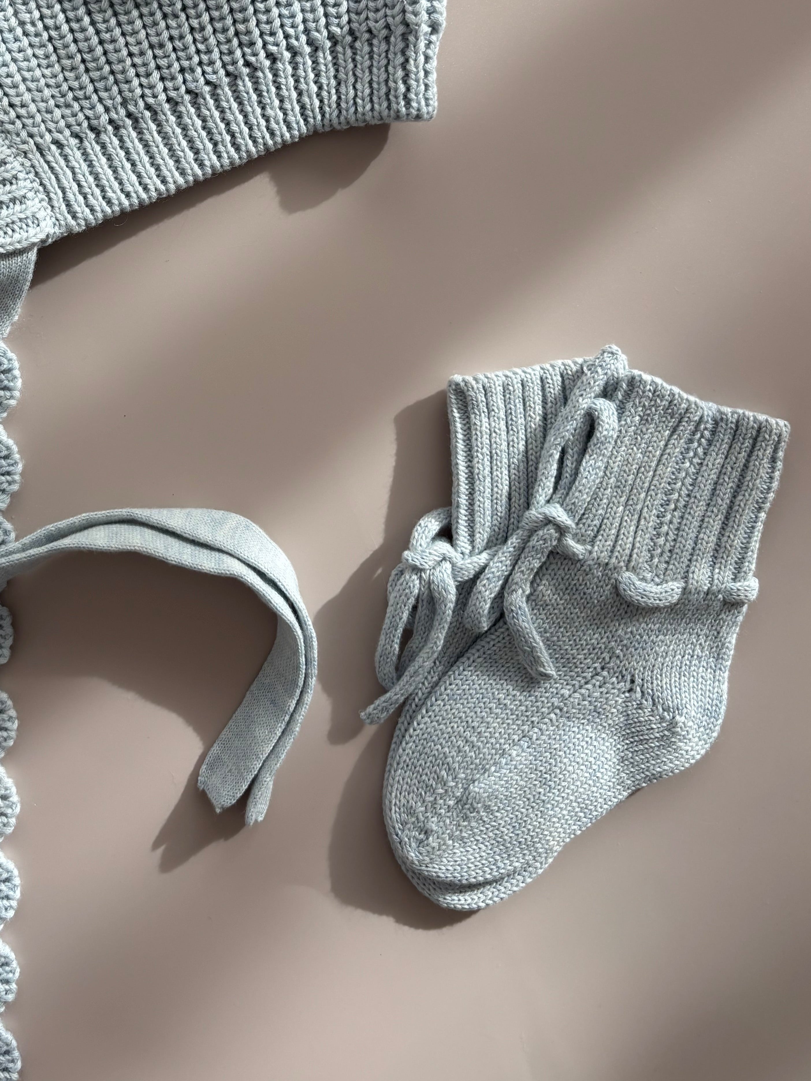 Strickschühchen | Puderblau