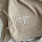 Baby-Strickdecke mit Bordüre | Beige