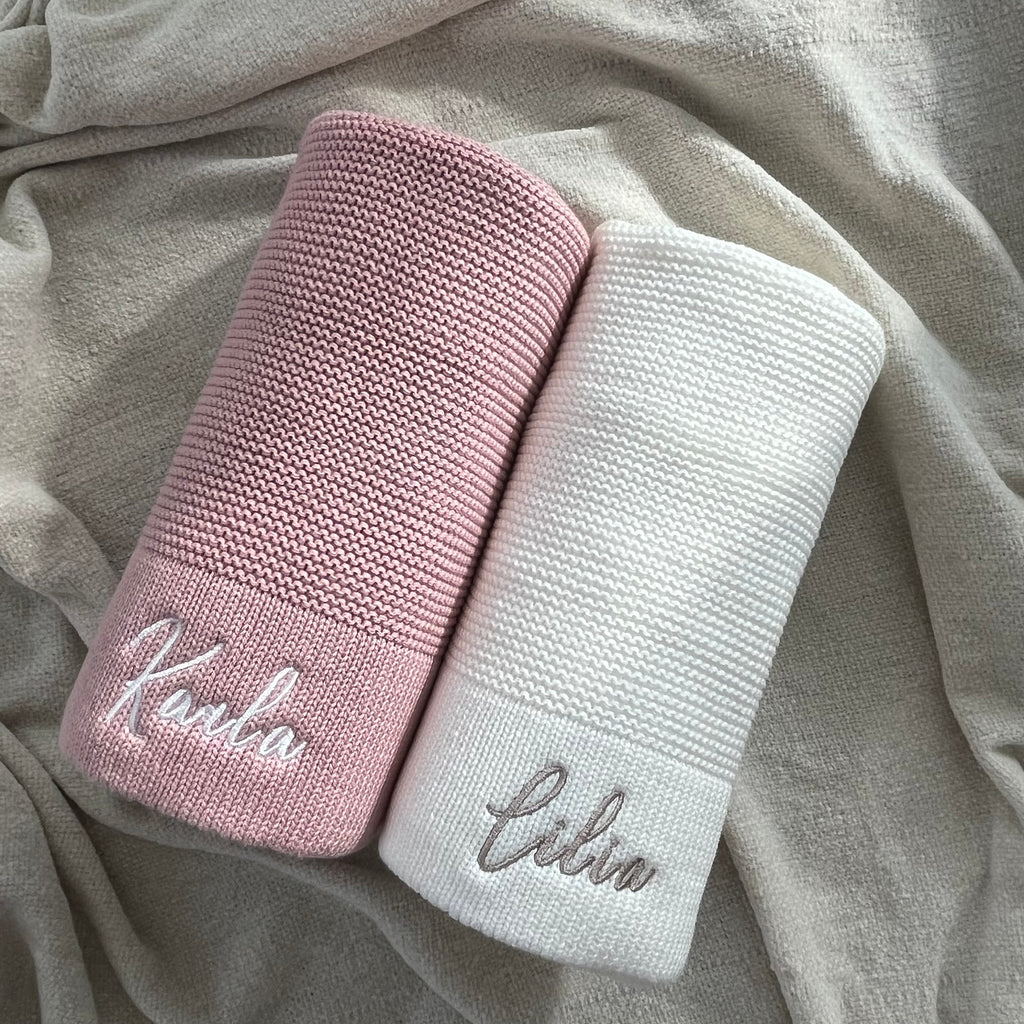 Baby Strickdecke Beige personalisiert Mit Namen 