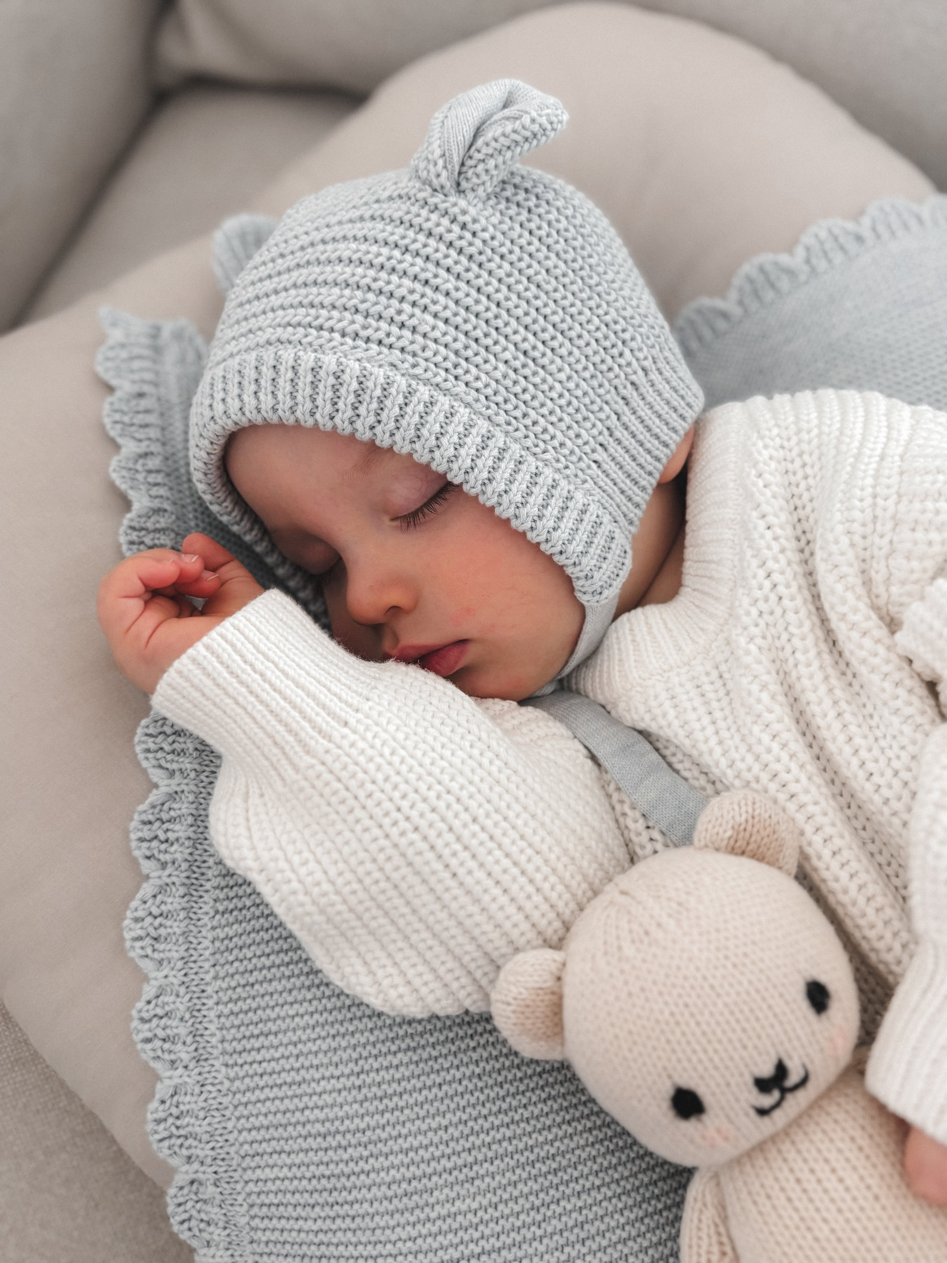 Strickmütze mit Bärenohren | Puderblau