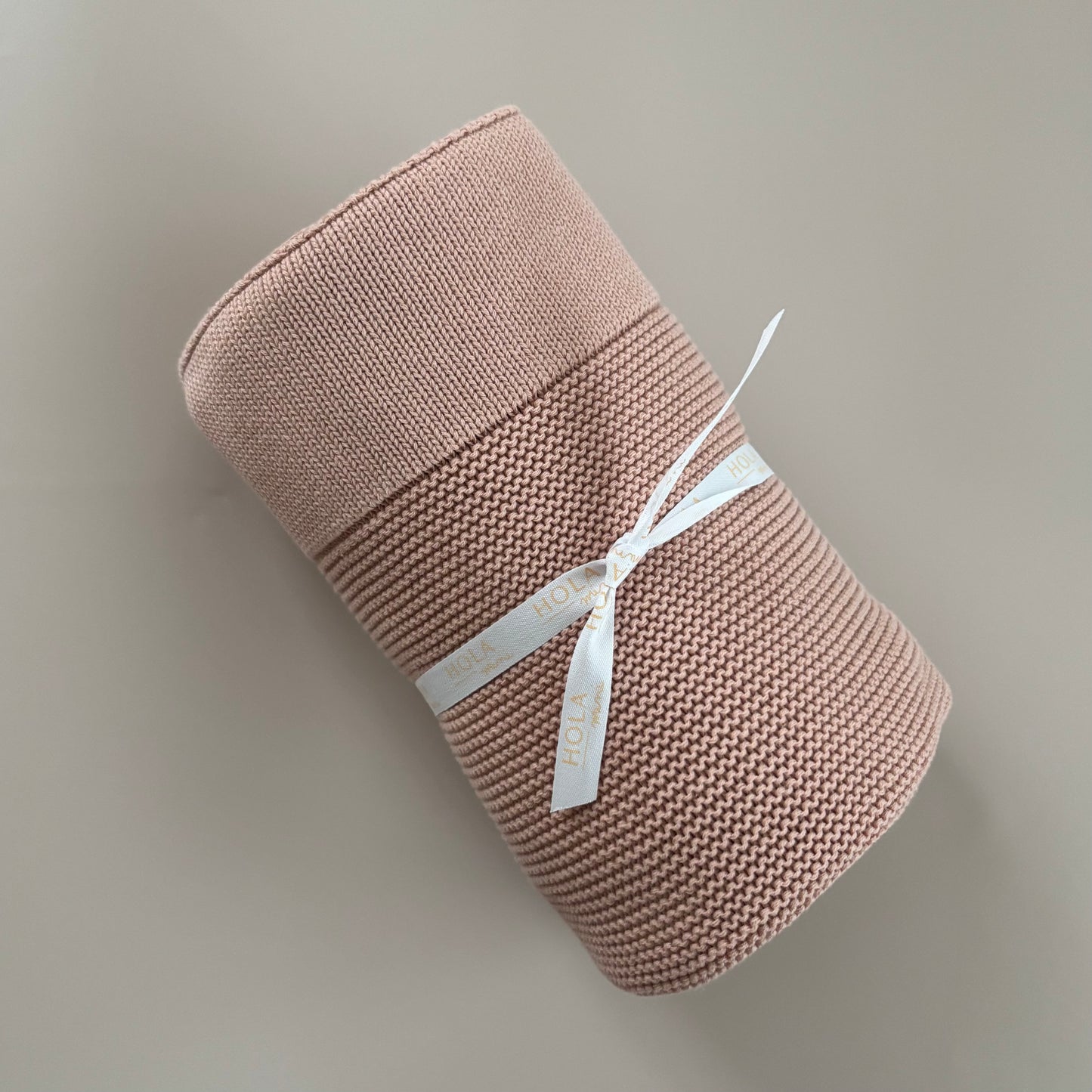 Baby-Strickdecke mit Bordüre | Blush
