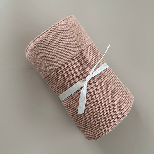 Baby-Strickdecke mit Bordüre | Blush