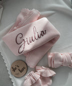 Baby-Strickdecke mit Muschelrand | Puderrosa
