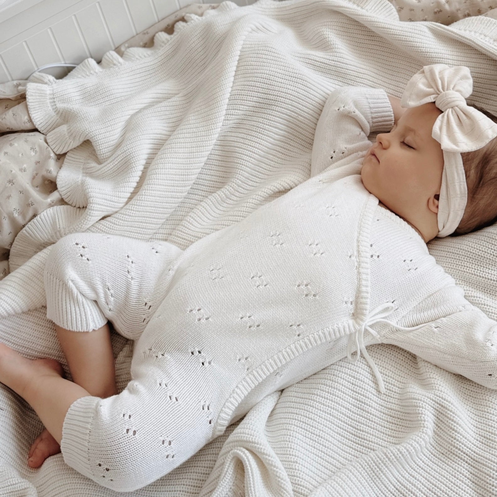 Kimono-Overall mit Pointellemuster | Weiß