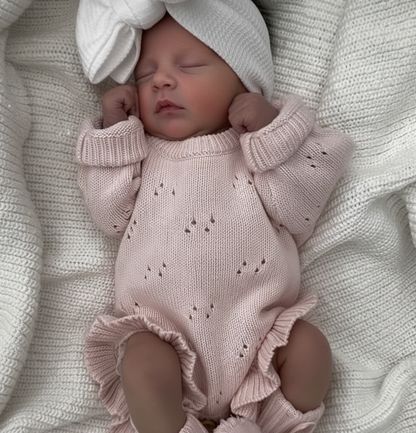 Langarm-Strampler mit Pointellemuster | Puderrosa