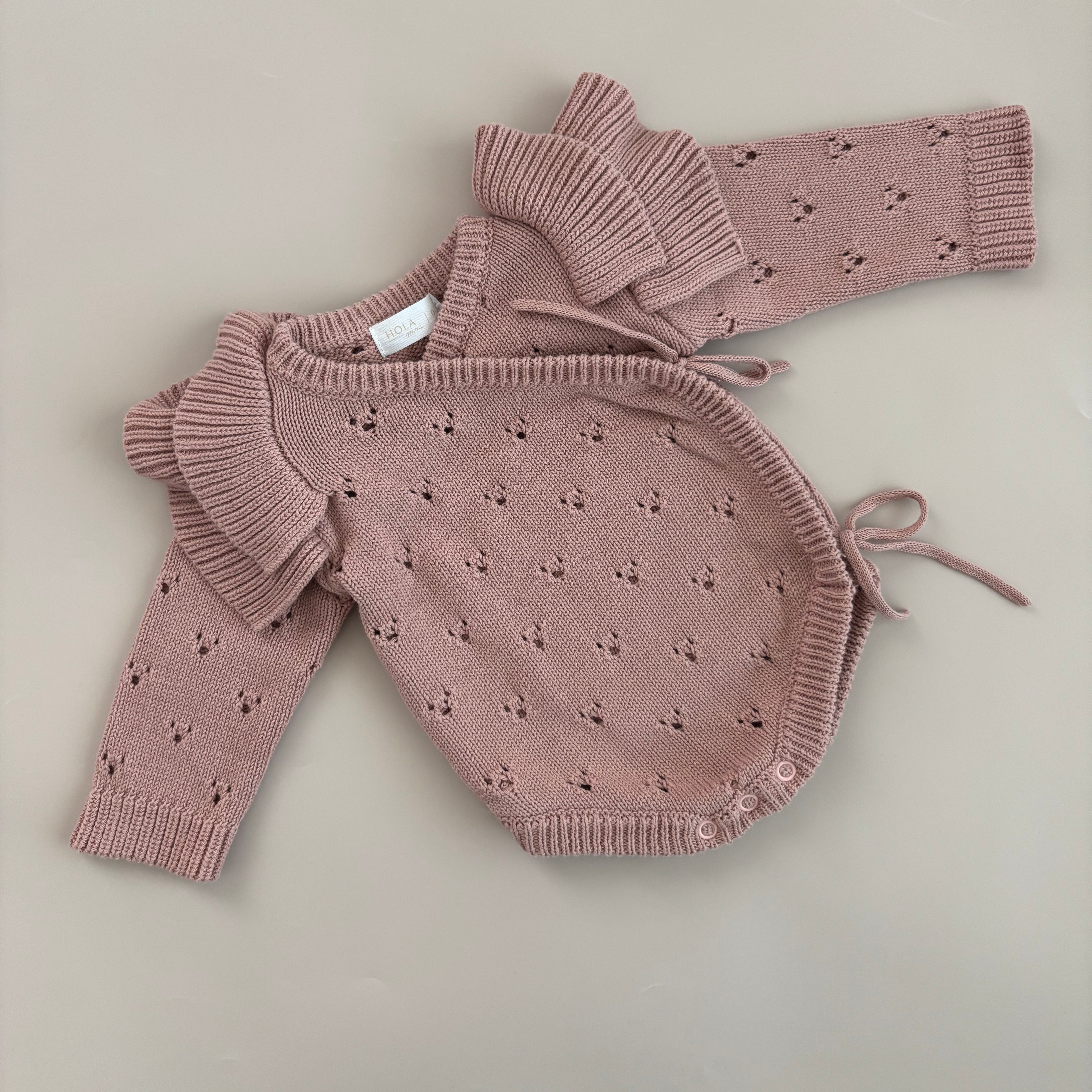 Strick-Wickelbody mit Rüschen | Dusty Rose