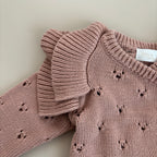 Strick-Wickelbody mit Rüschen | Dusty Rose