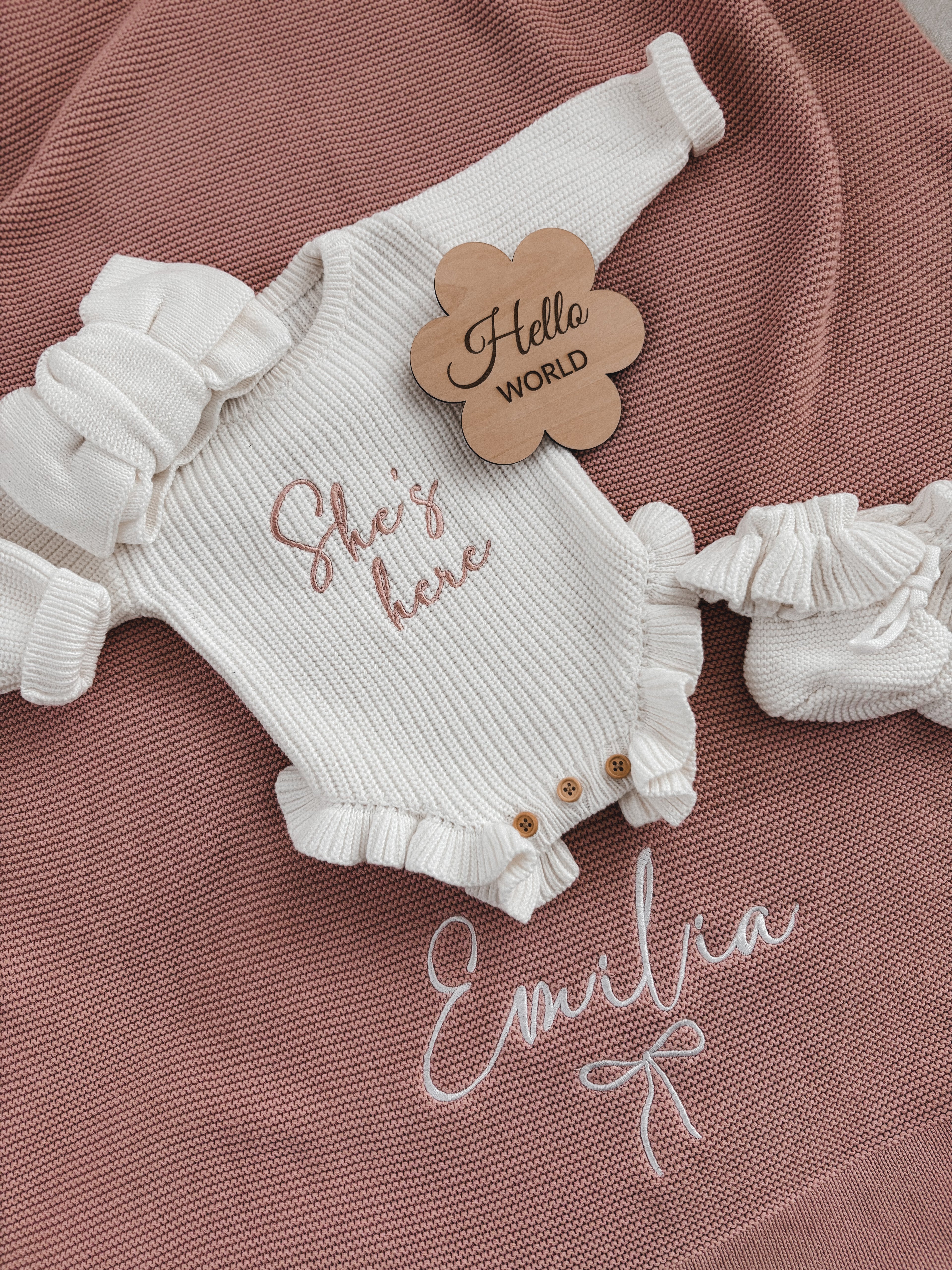 Personalisierte Babydecke mit Namen – Blush | Hola Mini