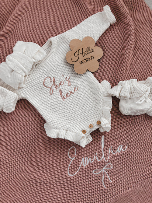 Personalisierte Babydecke mit Namen – Blush | Hola Mini