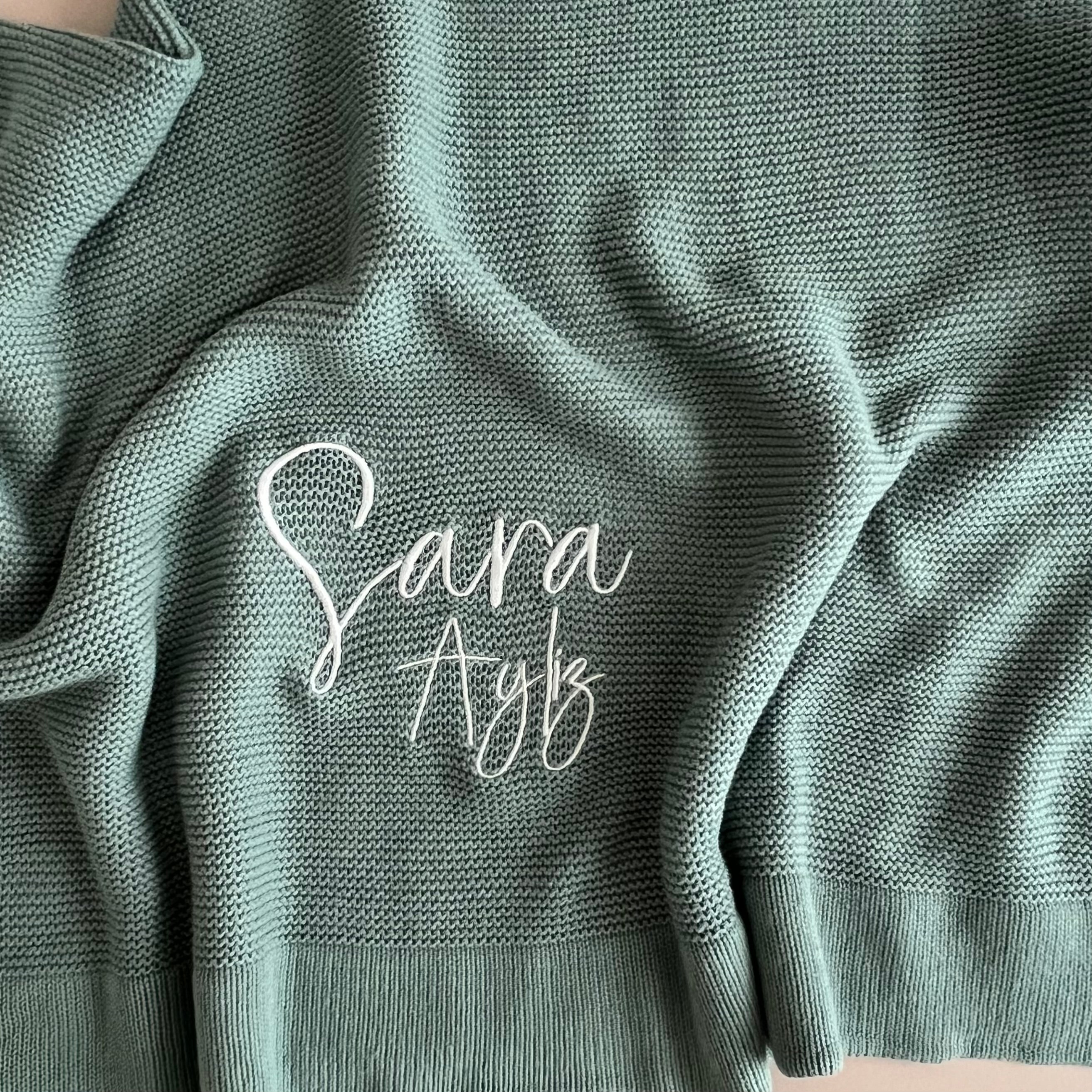 Personalisierte Babydecke mit Namen Türkis 