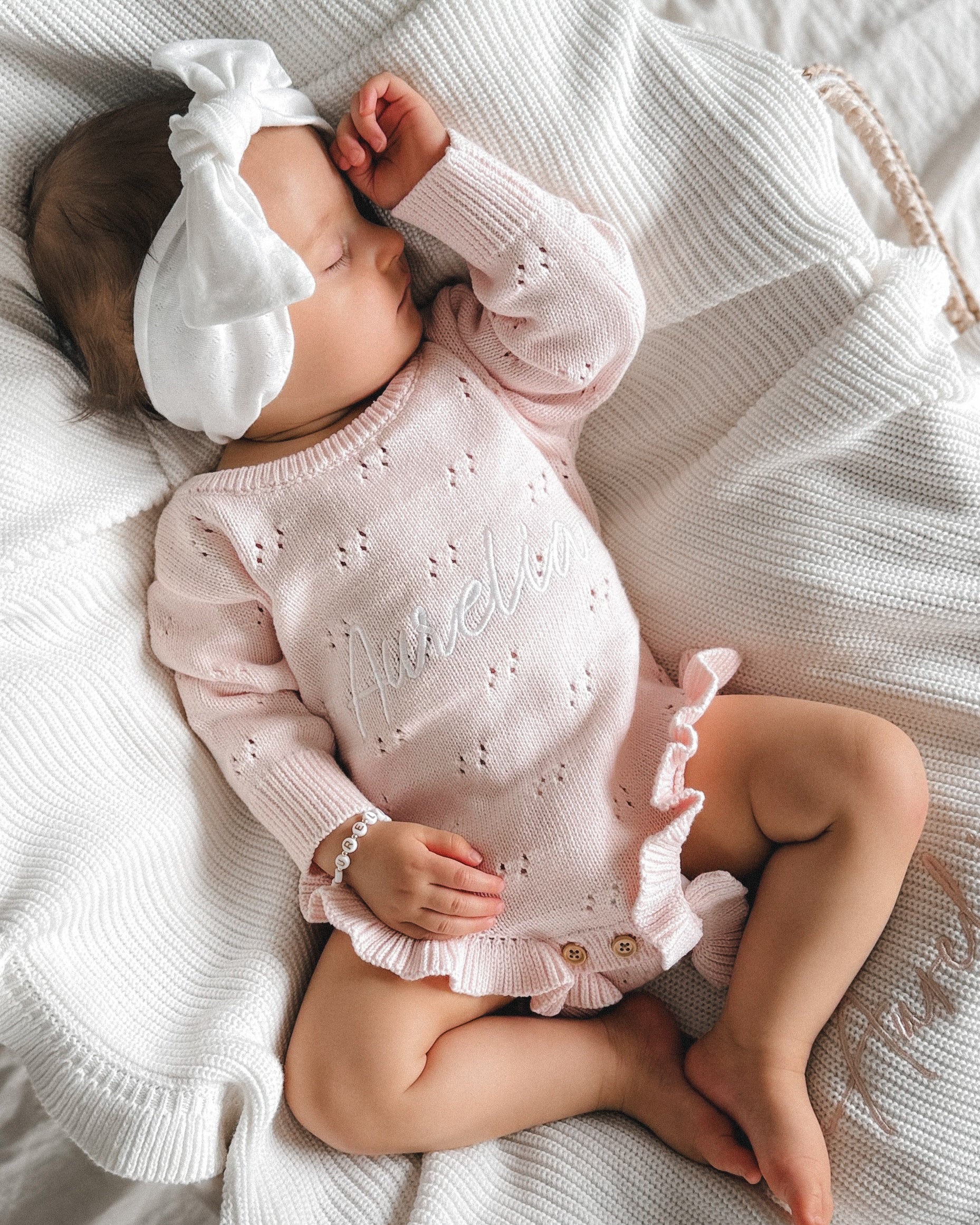 Personalisierter Baby Strampler mit Namen – Rosa