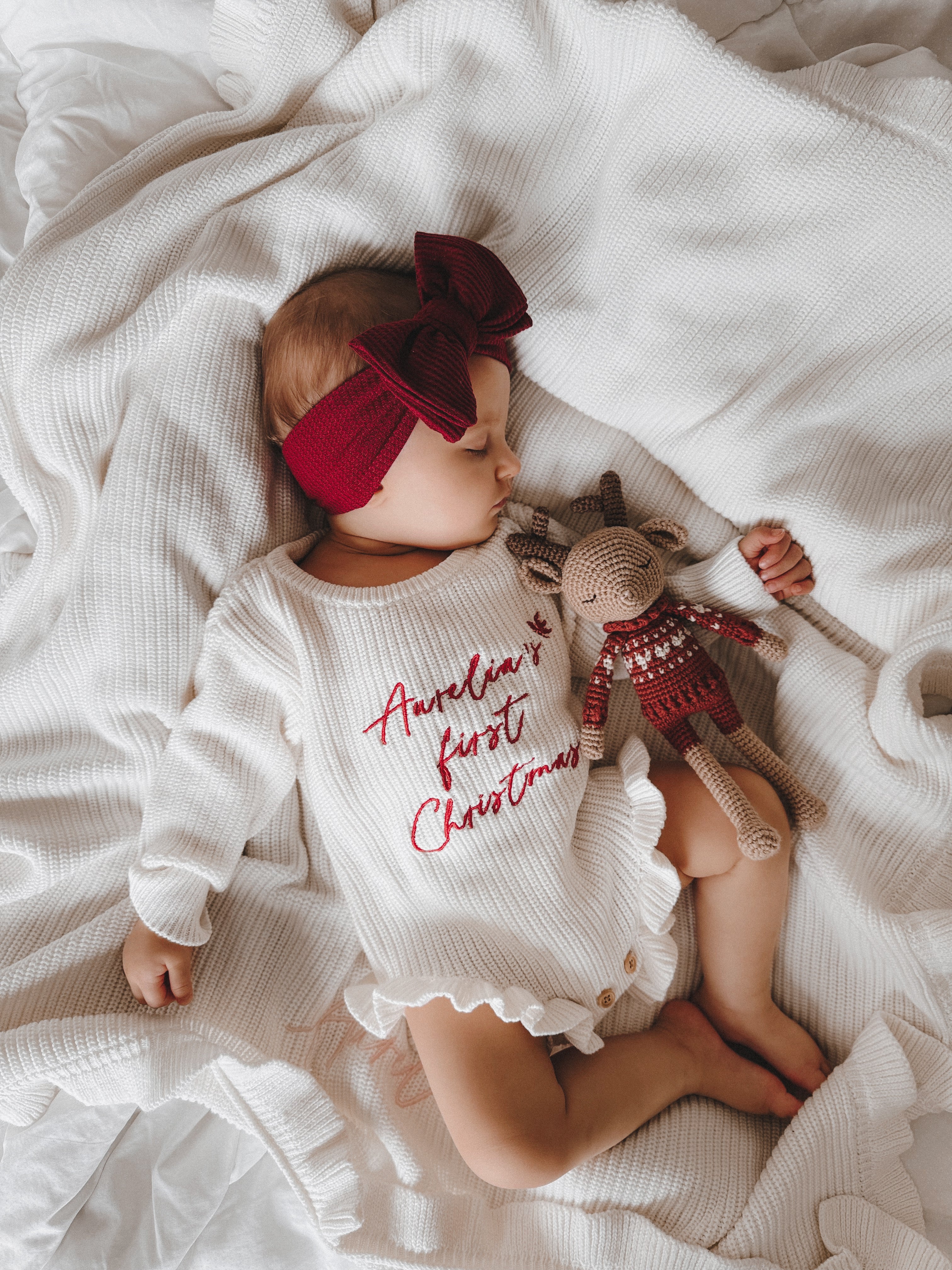 Personalisierter Baby Strampler mit Namen – Weiß my first christmas 