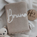 Strickdecke baby Beige mit namen